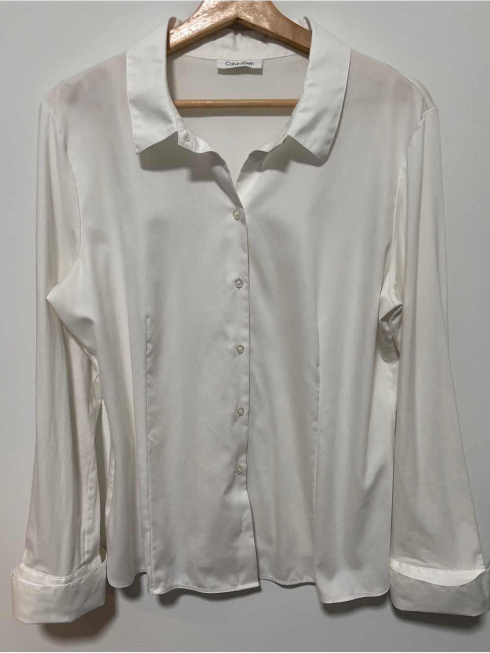 Calvin Klein White Cotton/Jersey French Cuffs Button Down Shirt XL